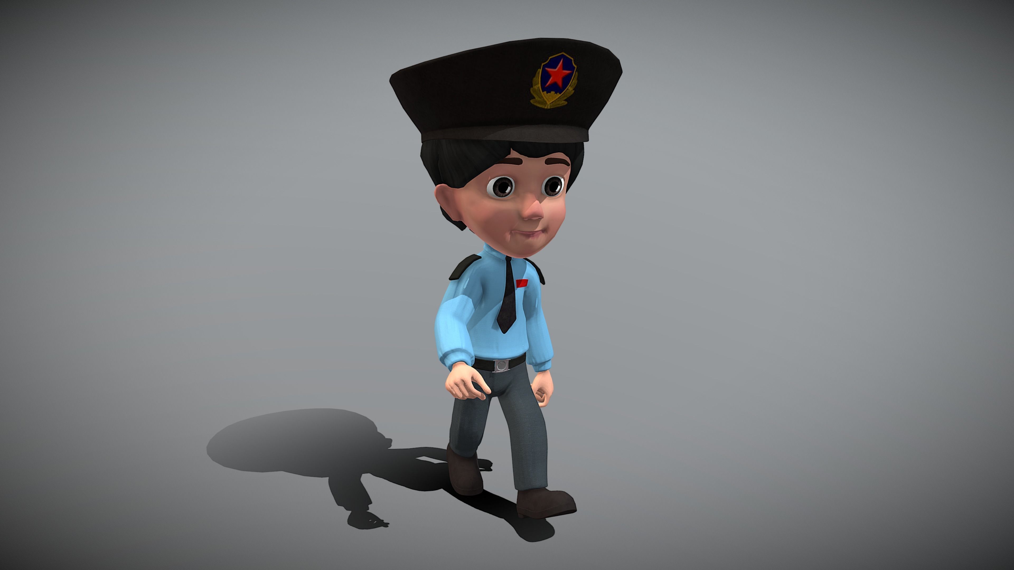 Cartoon Police Low-poly 3D model_2