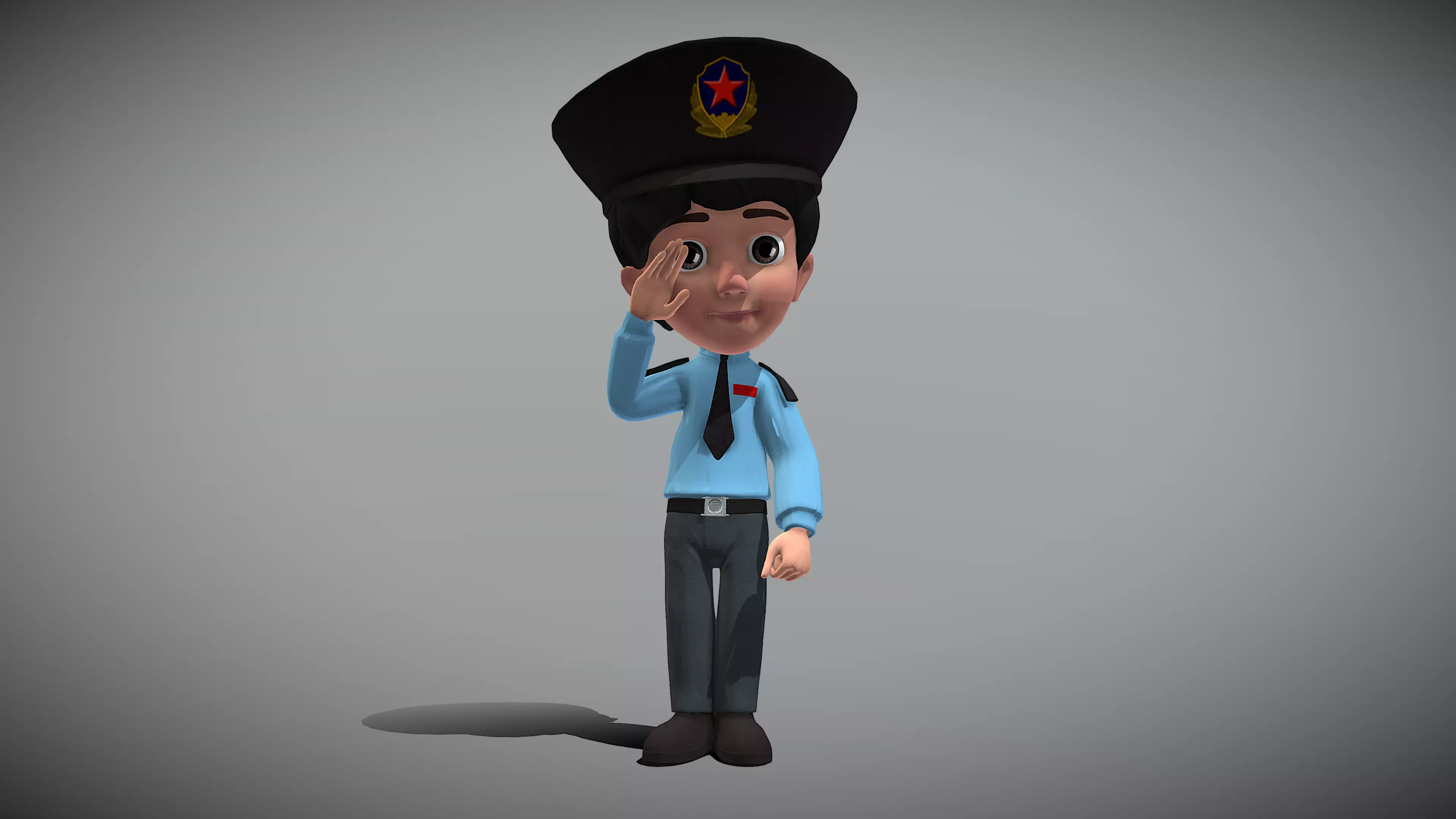 Cartoon Police Low-poly 3D model_0
