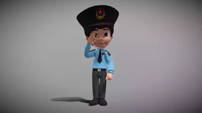 Cartoon Police Low-poly 3D model
