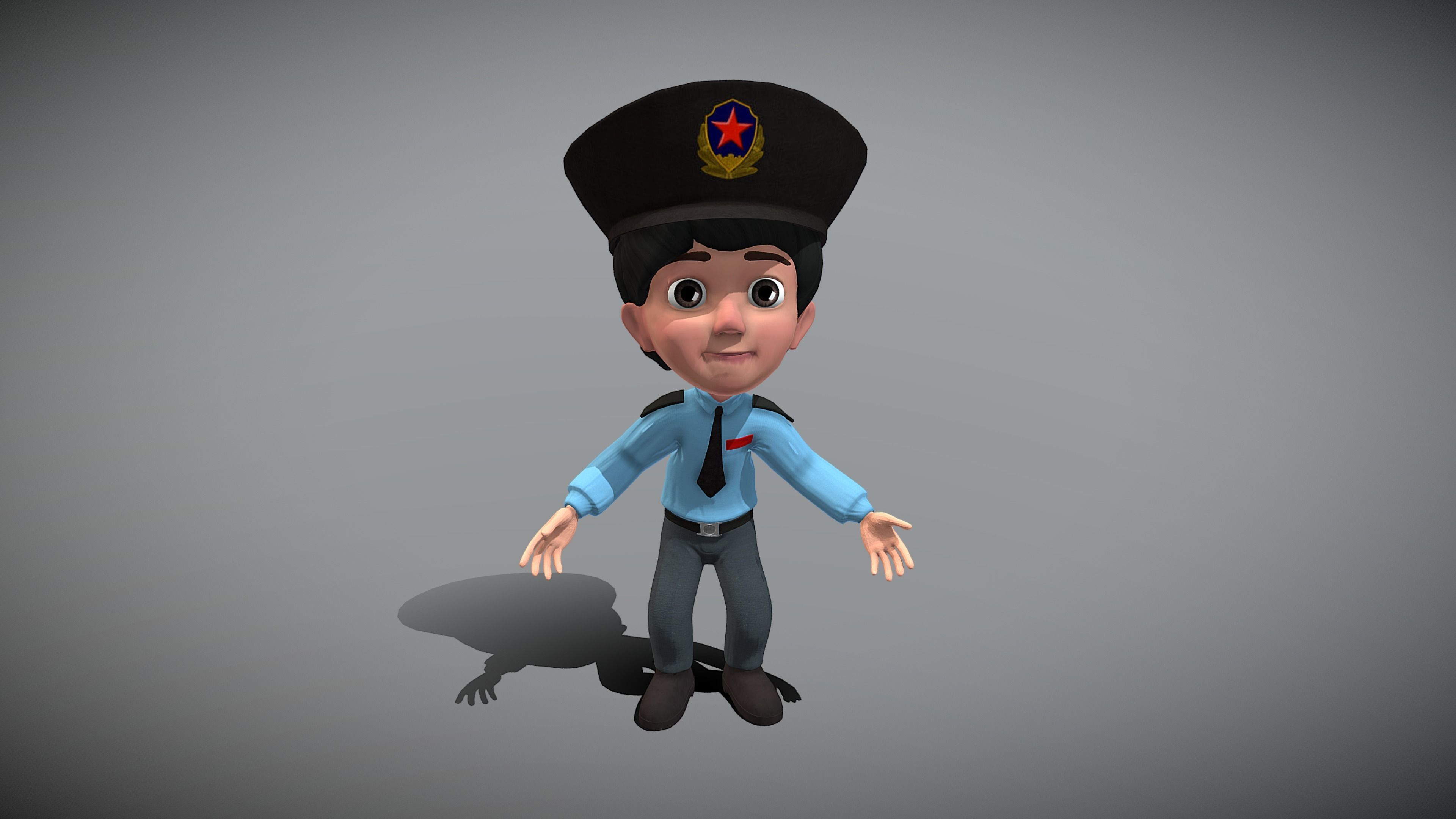 Cartoon Police Low-poly 3D model_6