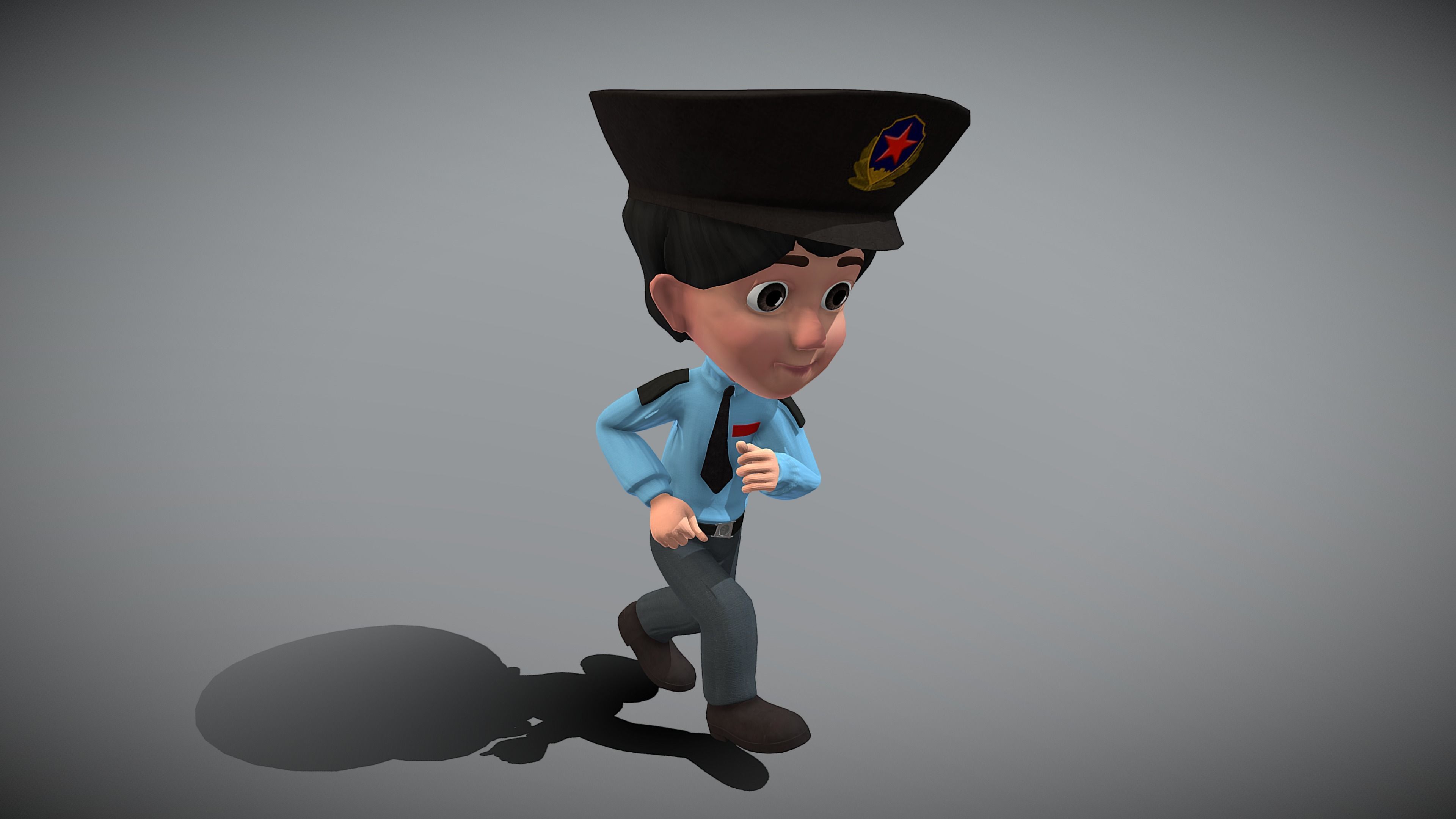 Cartoon Police Low-poly 3D model_3