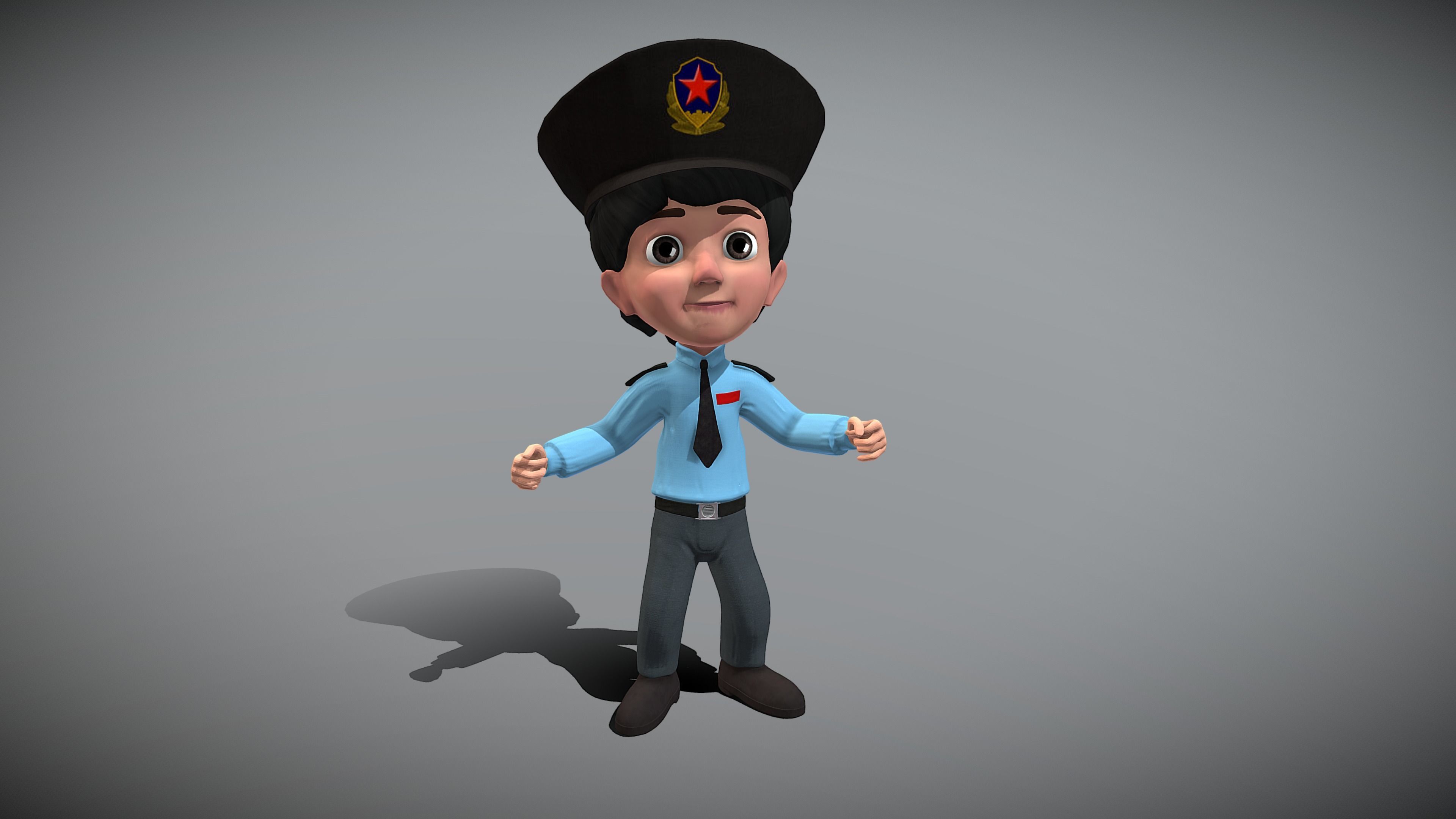 Cartoon Police Low-poly 3D model_10