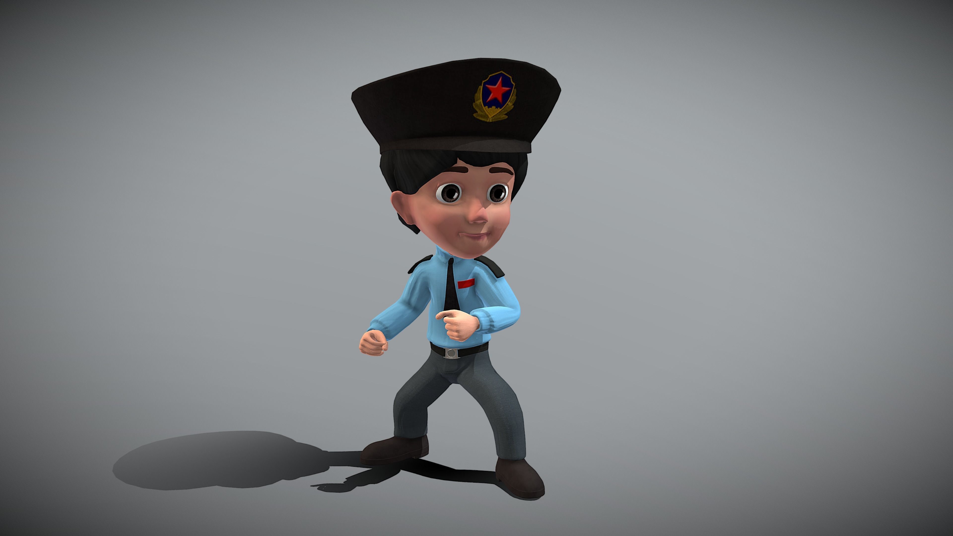 Cartoon Police Low-poly 3D model_9