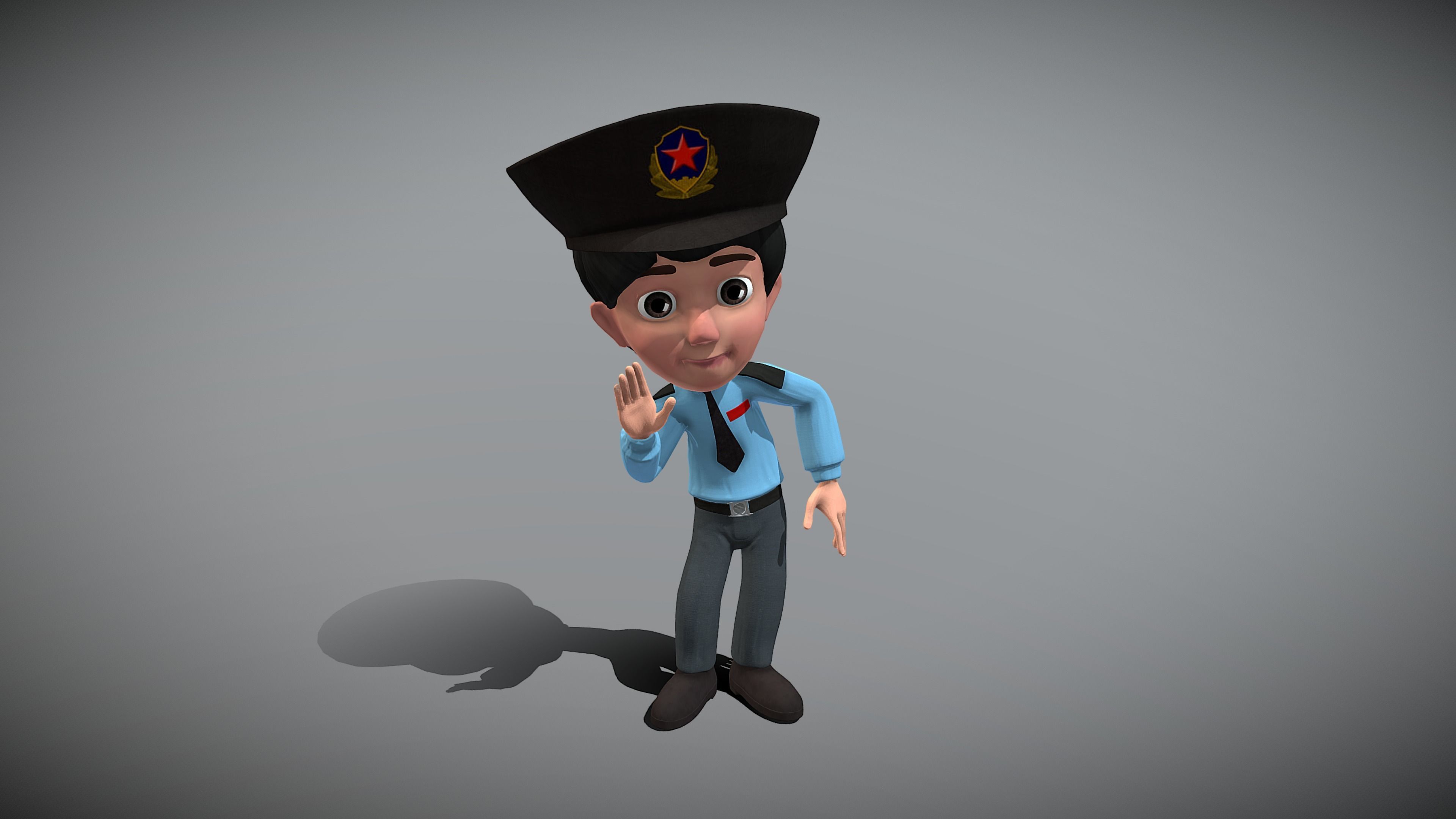 Cartoon Police Low-poly 3D model_5
