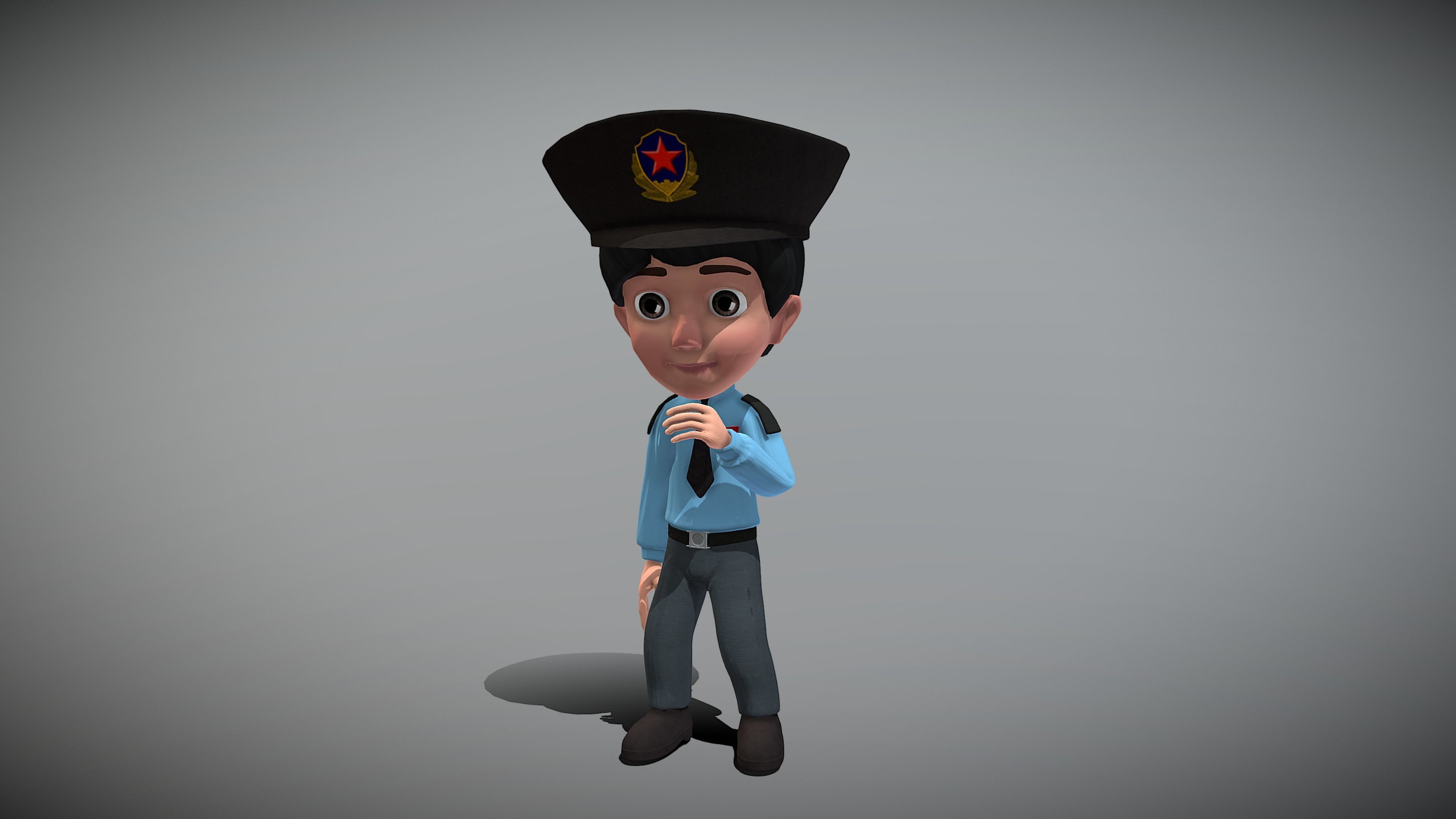 Cartoon Police Low-poly 3D model_8