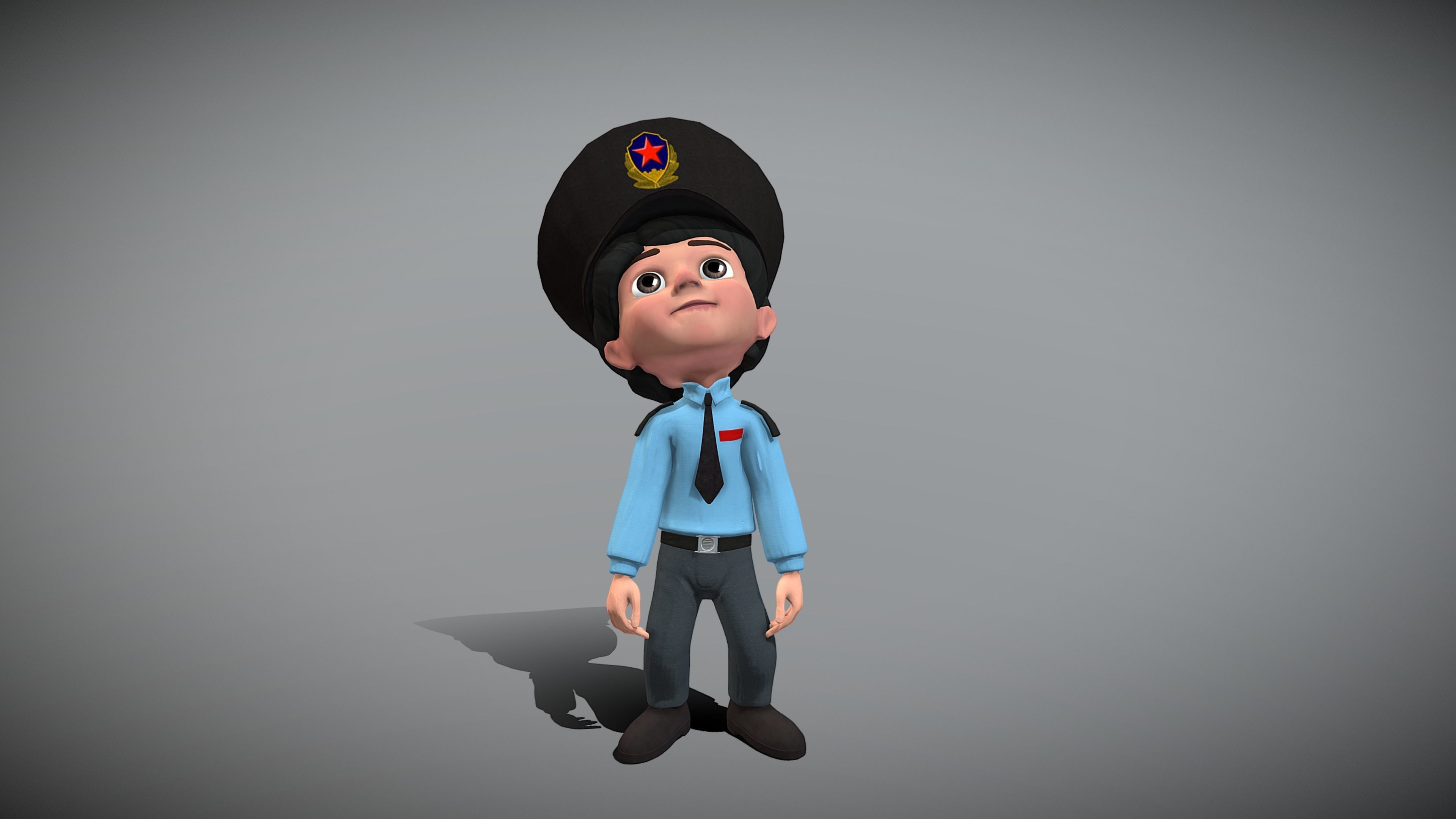 Cartoon Police Low-poly 3D model_7