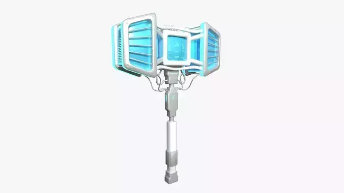 SciFi War Hammer A02 White Blue - Sci Fi Weapon Design Low-poly 3D model