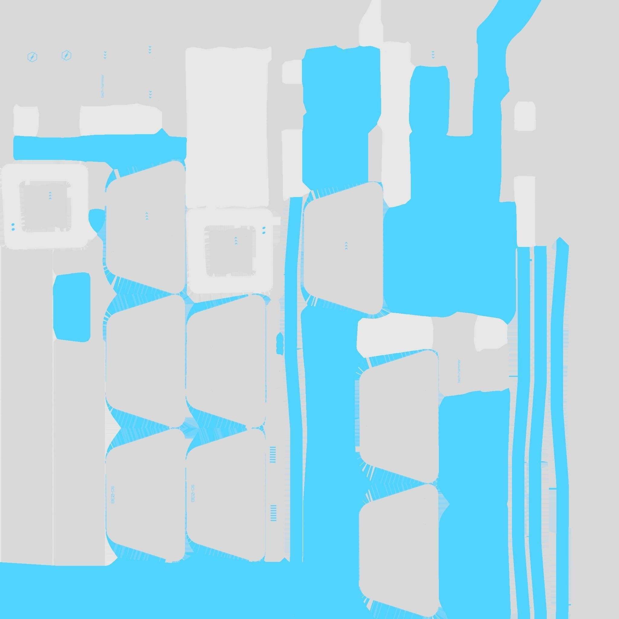 SciFi War Hammer A02 White Blue - Sci Fi Weapon Design Low-poly 3D model_20