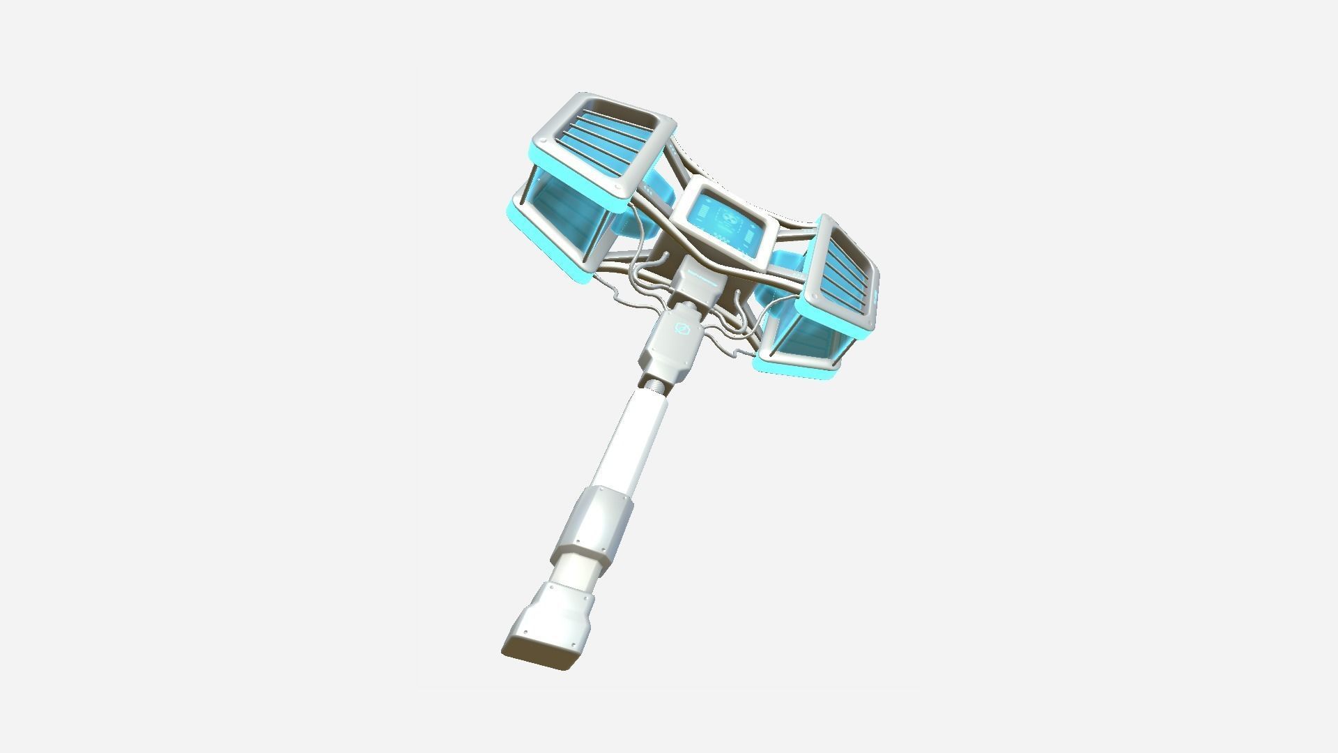 SciFi War Hammer A02 White Blue - Sci Fi Weapon Design Low-poly 3D model_4