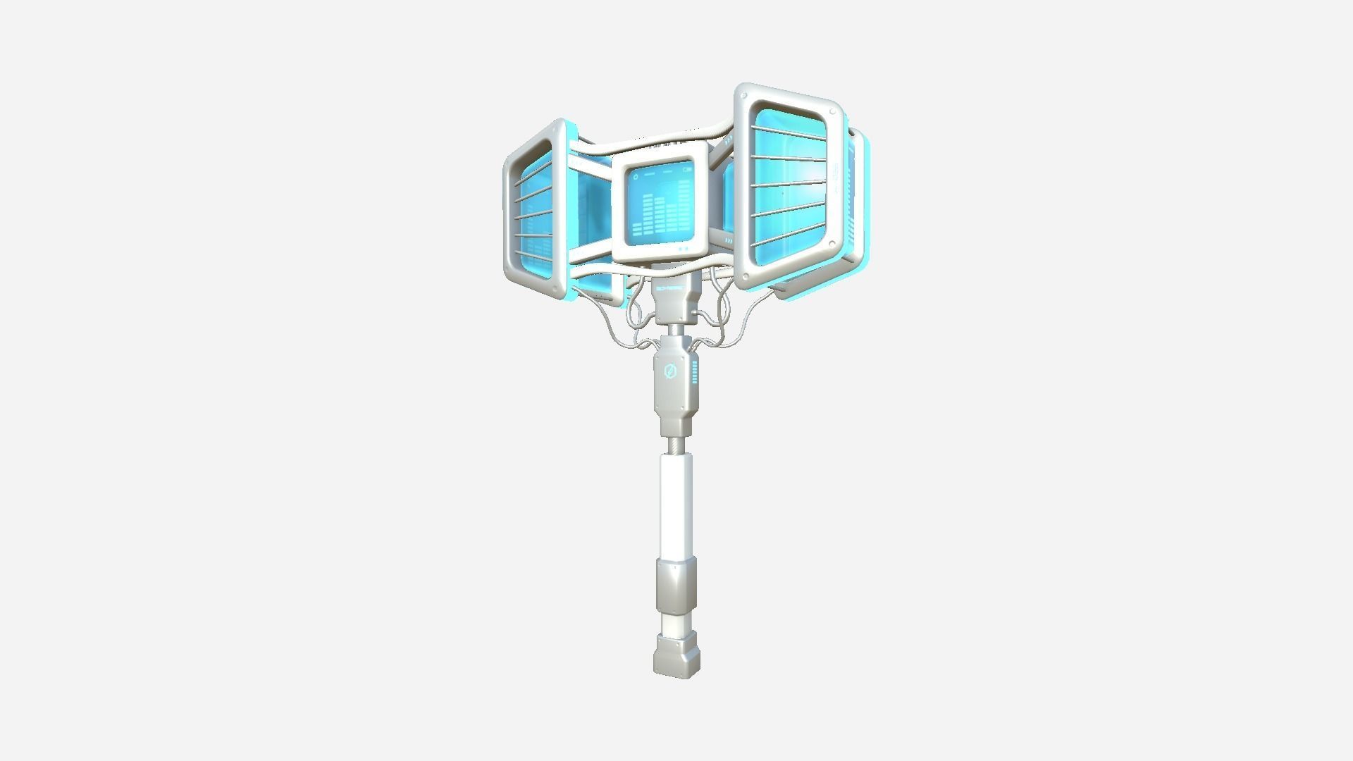SciFi War Hammer A02 White Blue - Sci Fi Weapon Design Low-poly 3D model_1