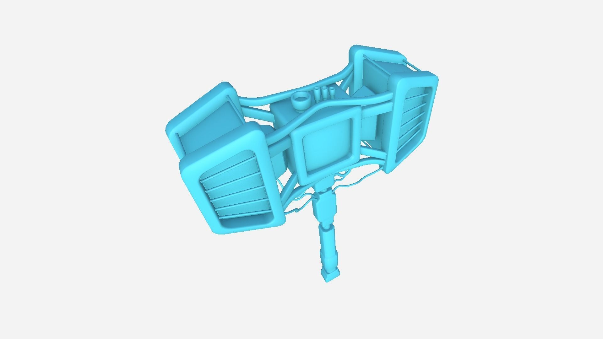 SciFi War Hammer A02 White Blue - Sci Fi Weapon Design Low-poly 3D model_8