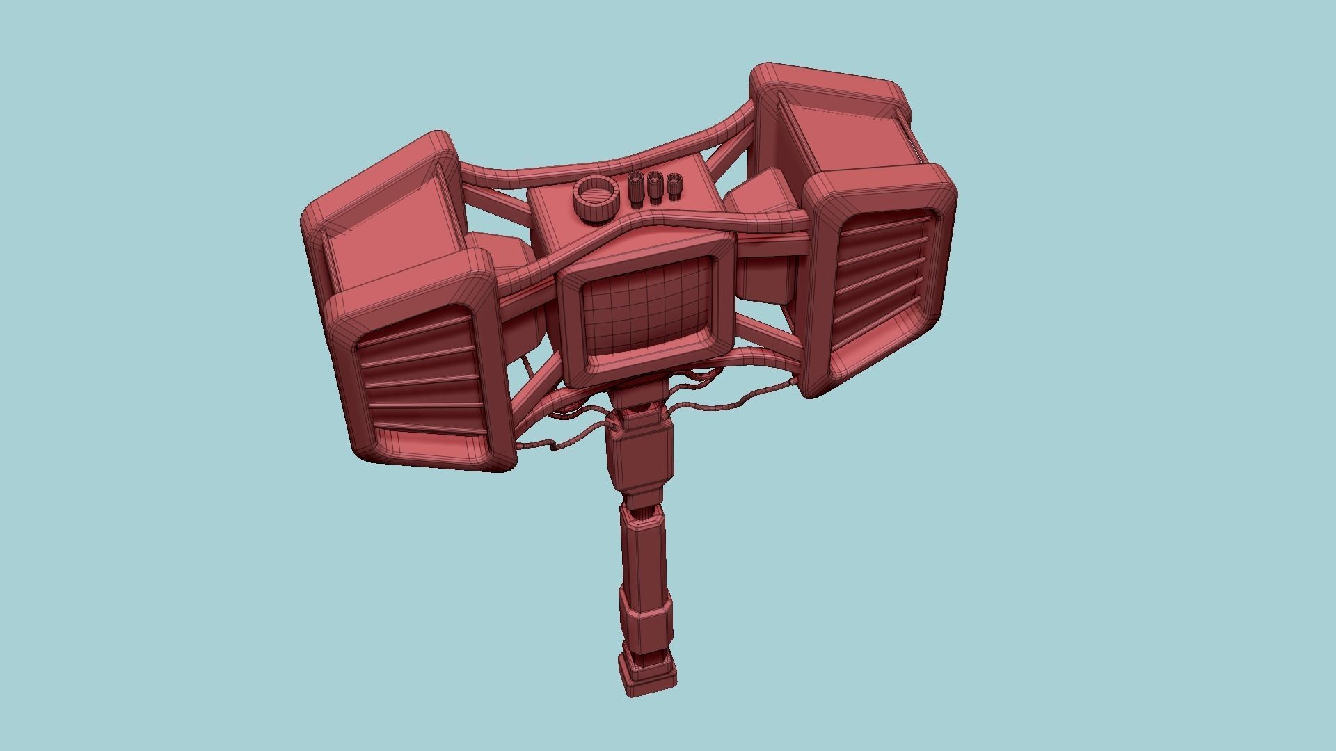 SciFi War Hammer A02 White Blue - Sci Fi Weapon Design Low-poly 3D model_14