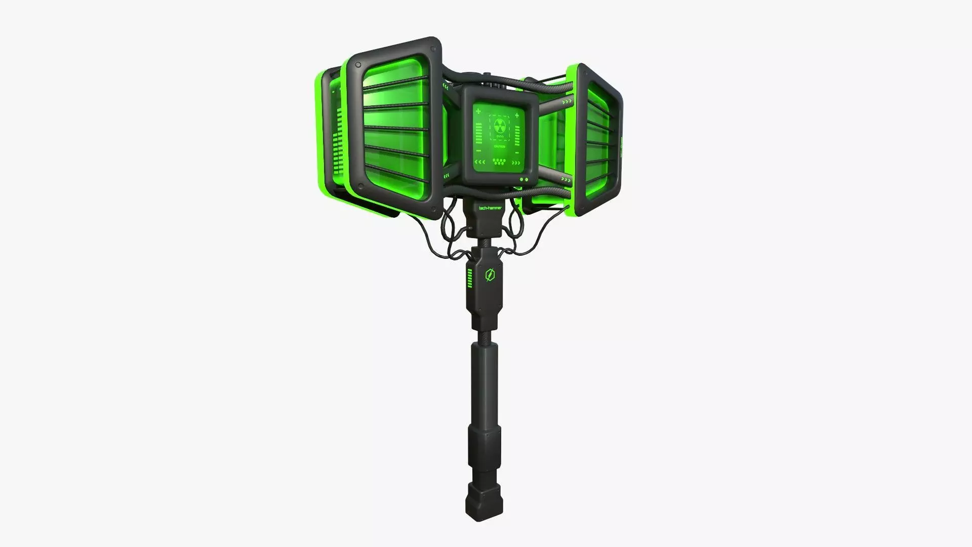 SciFi War Hammer A03 Black Green - Sci Fi Weapon Design Low-poly 3D model_0