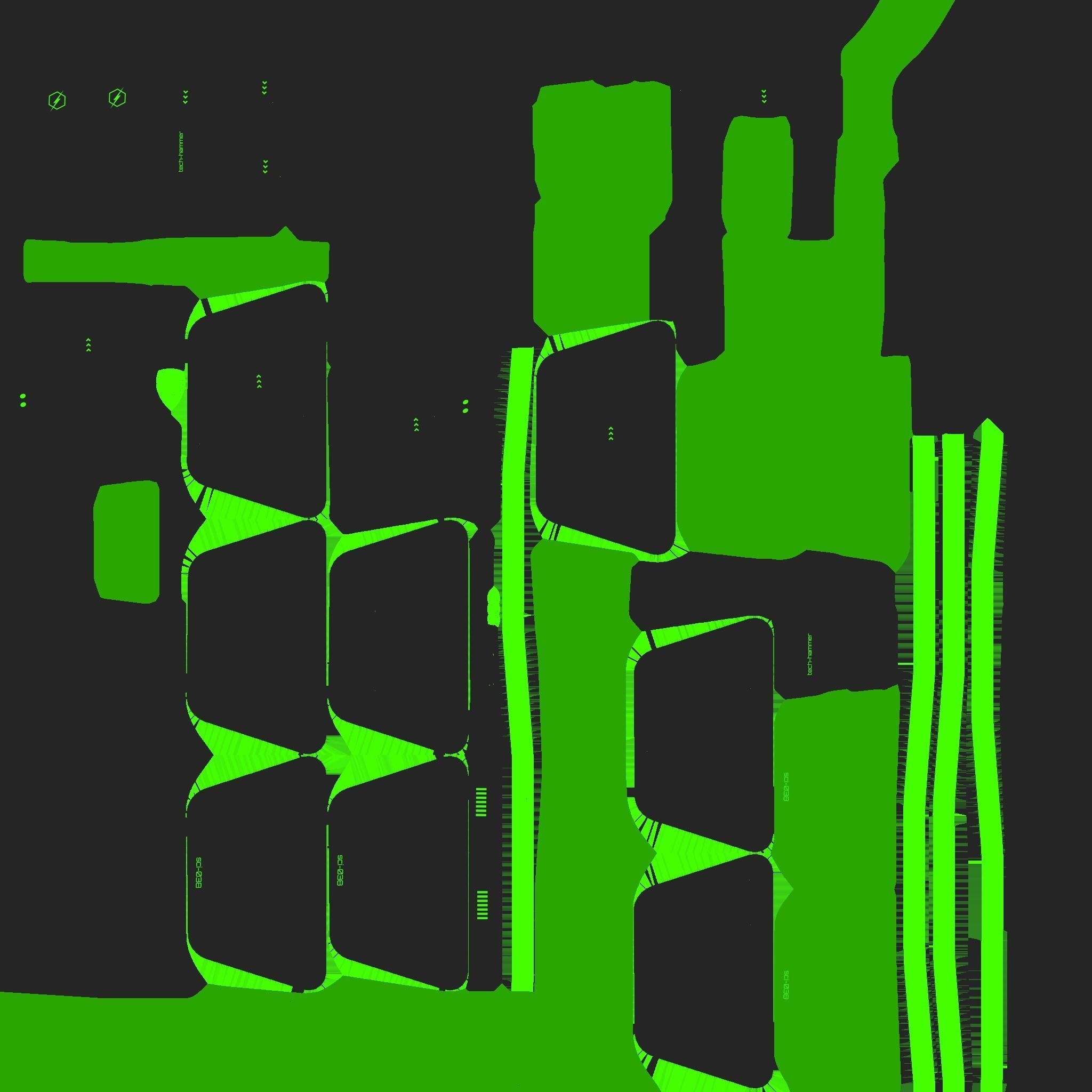 SciFi War Hammer A03 Black Green - Sci Fi Weapon Design Low-poly 3D model_20