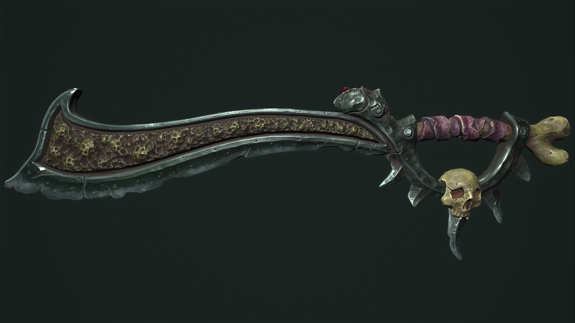 Undead sword Low-poly 3D model_1