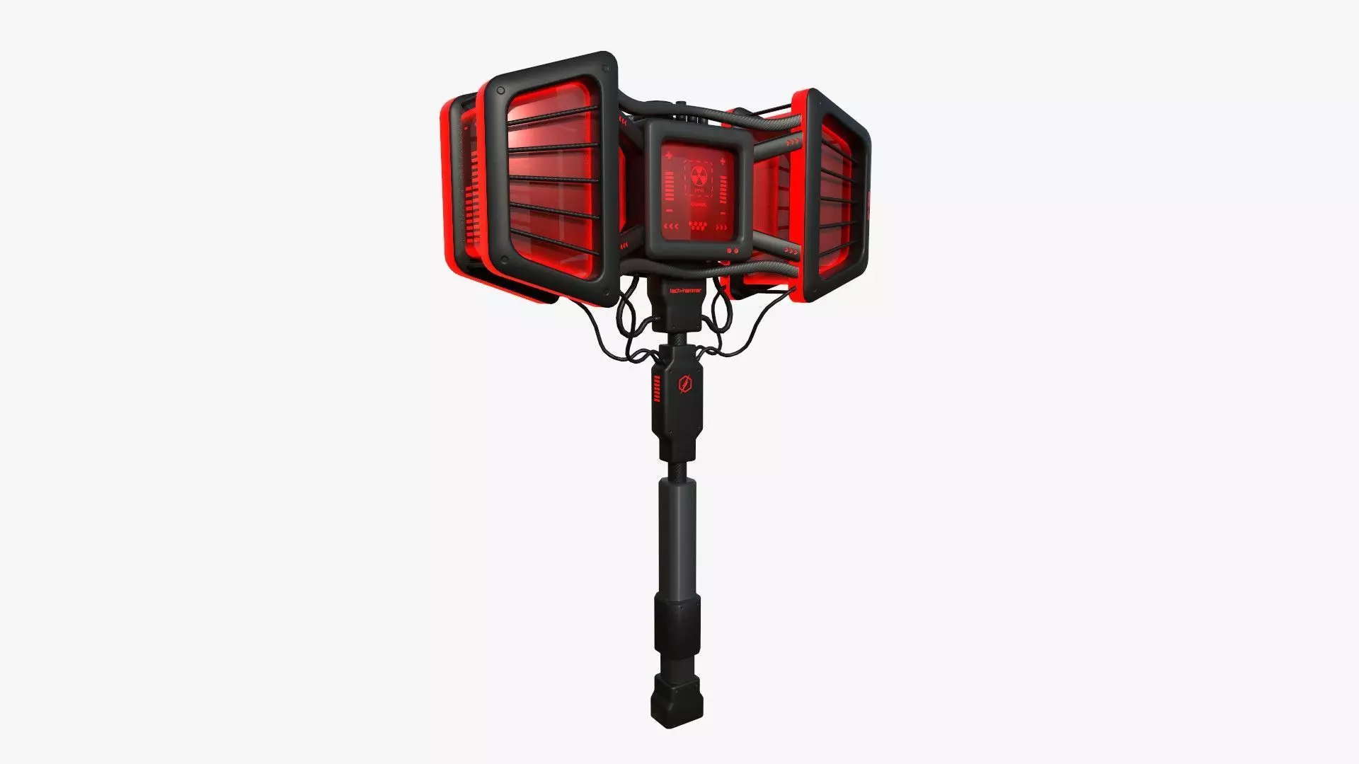 SciFi War Hammer A04 Black Red - Sci Fi Weapon Design Low-poly 3D model_0