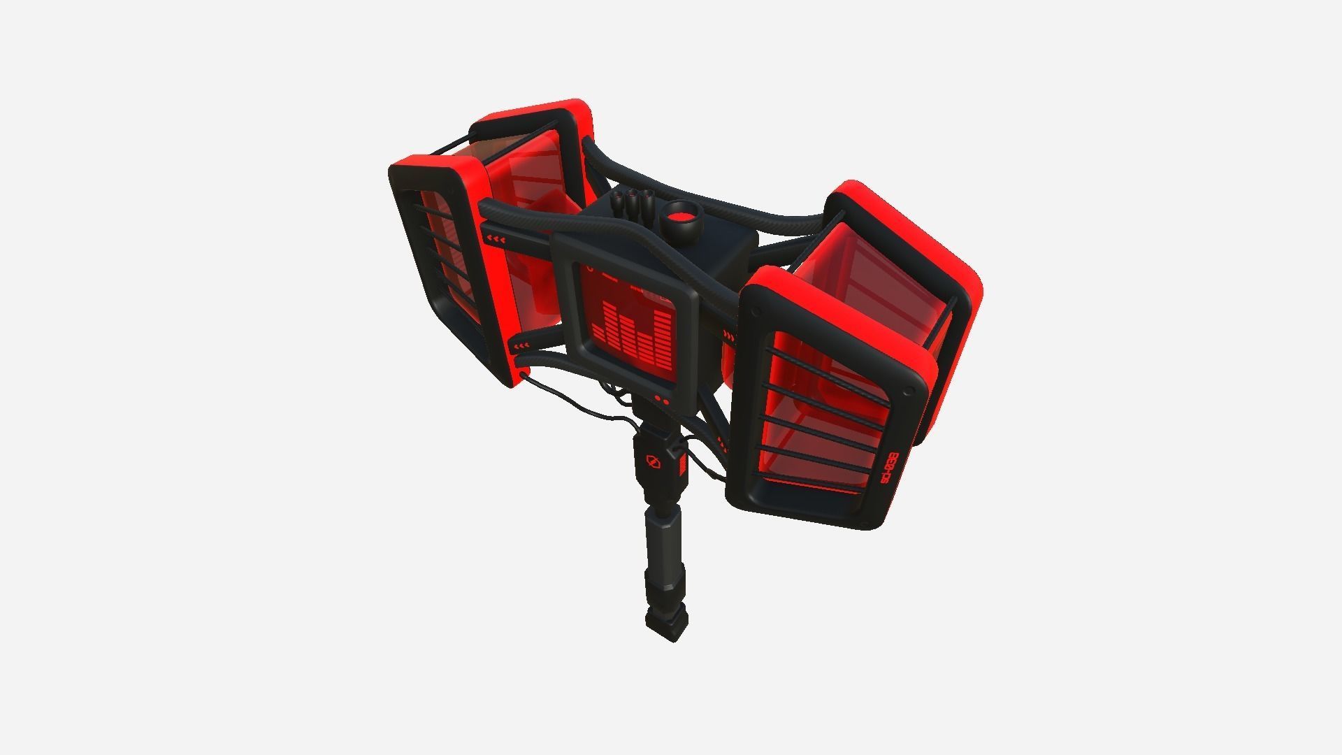 SciFi War Hammer A04 Black Red - Sci Fi Weapon Design Low-poly 3D model_3