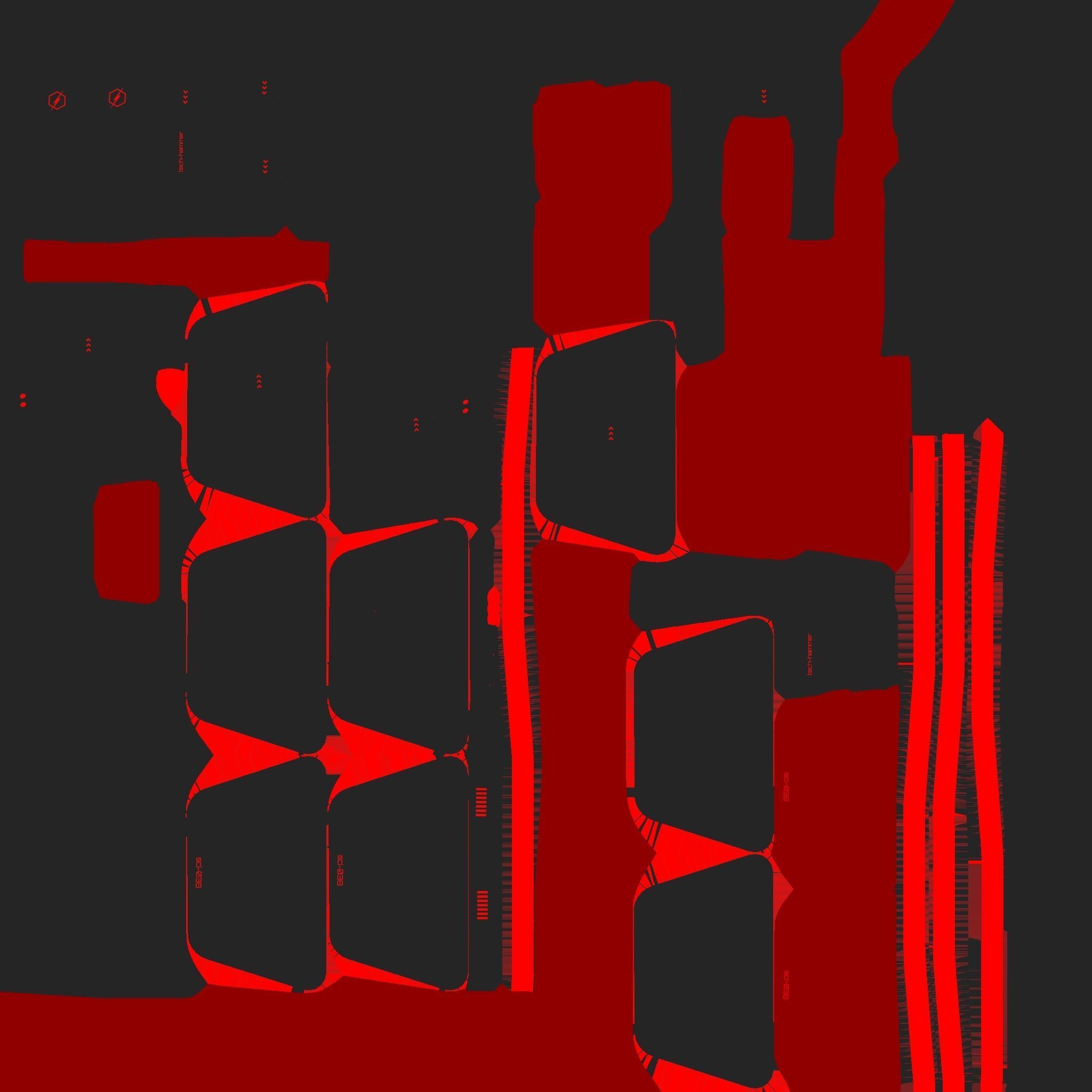 SciFi War Hammer A04 Black Red - Sci Fi Weapon Design Low-poly 3D model_20