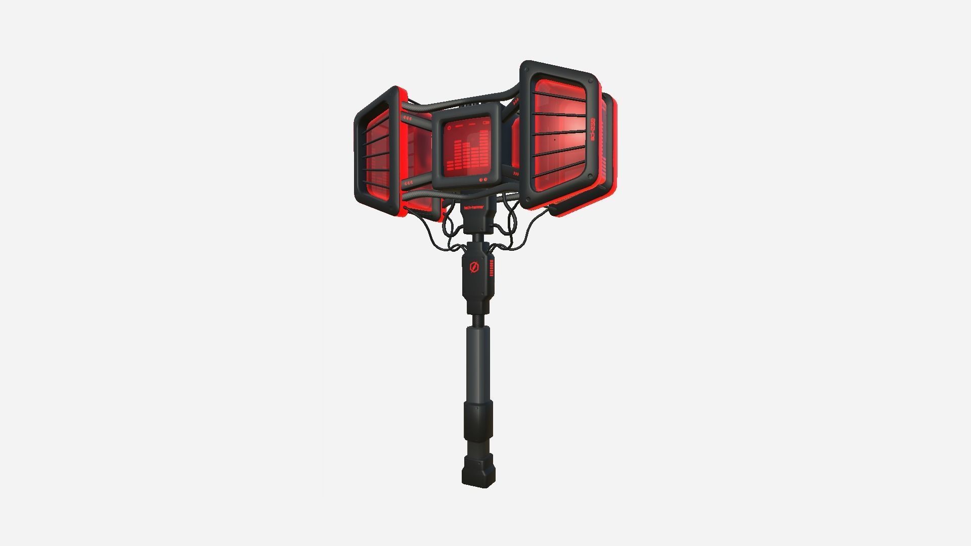 SciFi War Hammer A04 Black Red - Sci Fi Weapon Design Low-poly 3D model_1