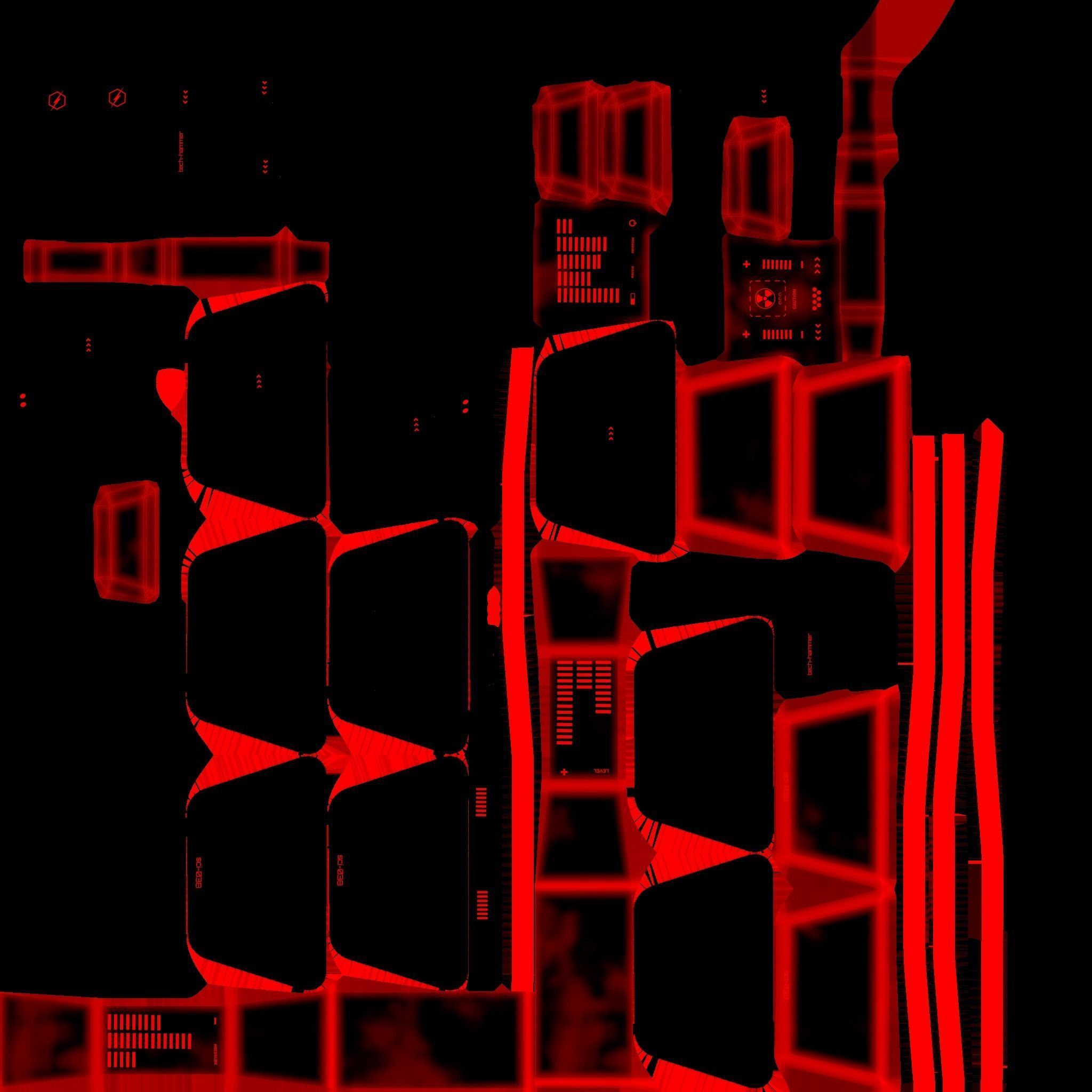 SciFi War Hammer A04 Black Red - Sci Fi Weapon Design Low-poly 3D model_21