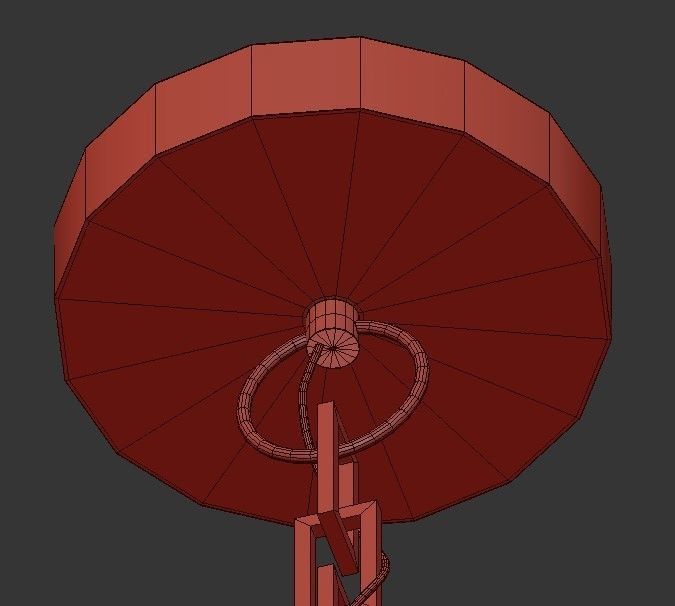 Candle circular chandelier in brass with glass shades 3D model_3