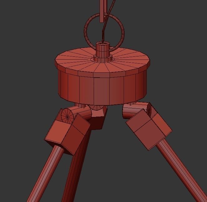 Candle circular chandelier in brass with glass shades 3D model_2