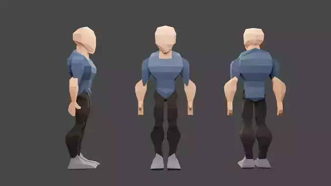 Low Poly Character man in motion Low-poly 3D model