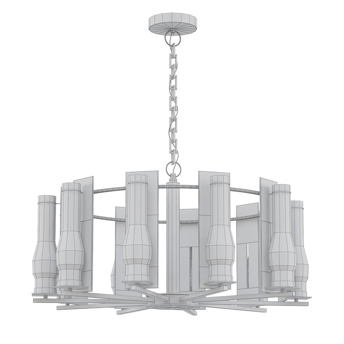 Ships light chandelier with clear glass cylinders 3D model_4