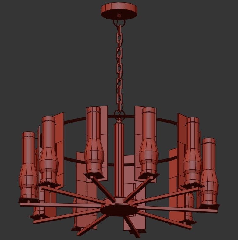 Ships light chandelier with clear glass cylinders 3D model_1