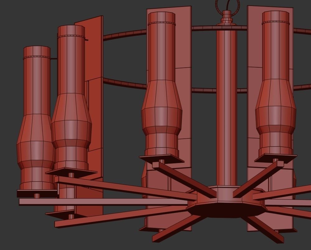 Ships light chandelier with clear glass cylinders 3D model_2