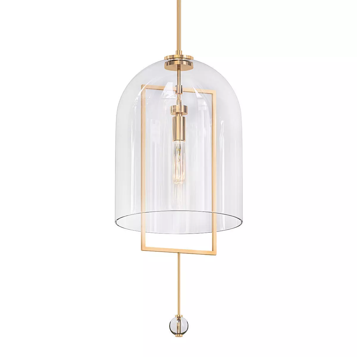 JOZEFINA gold and glass pendant light with clear dome 3D model_0