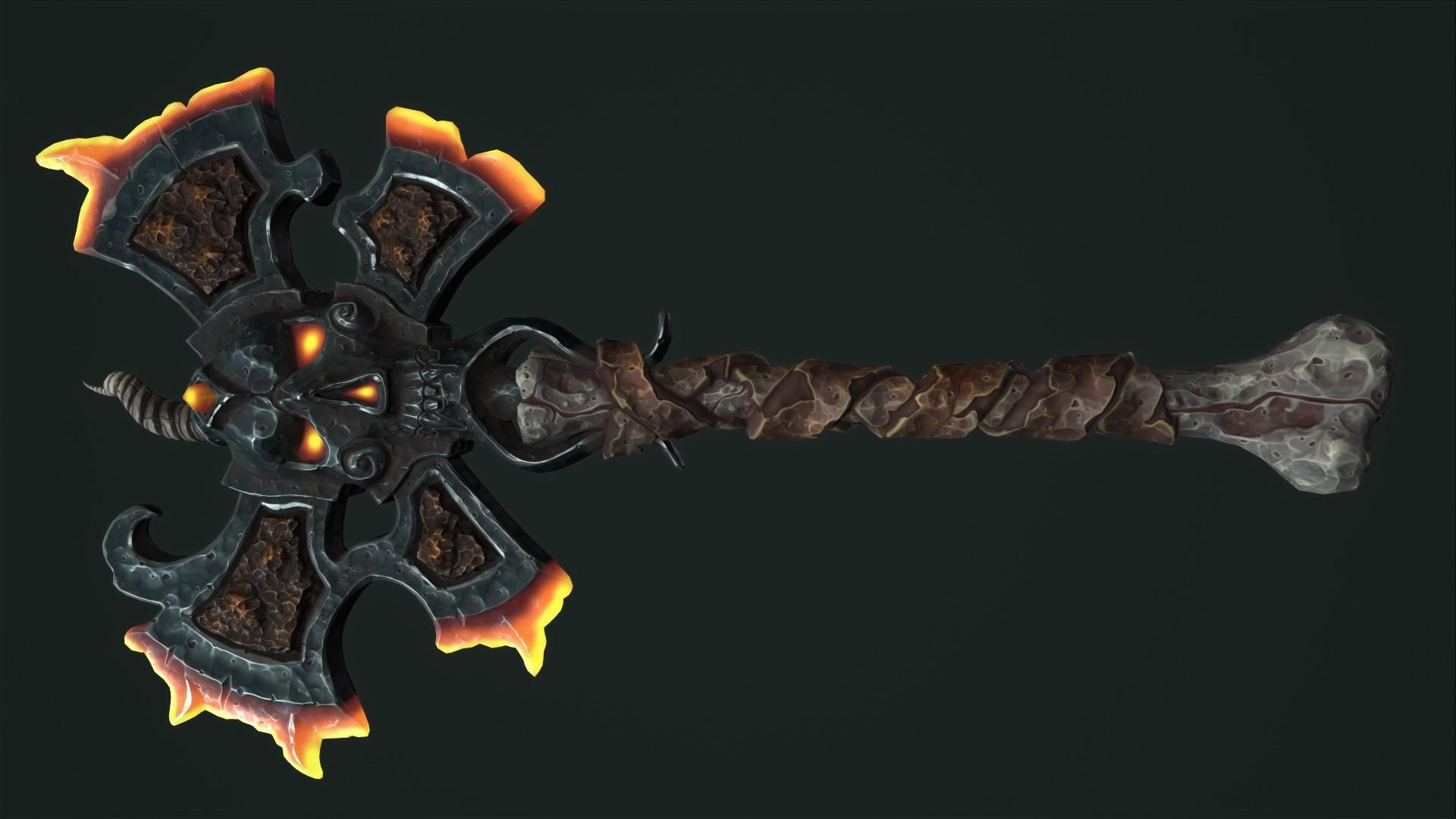 Undead poleaxe Low-poly 3D model_6