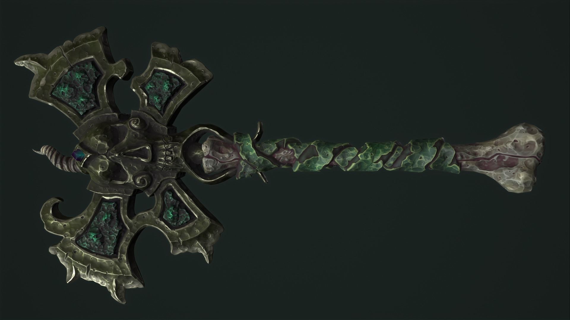 Undead poleaxe Low-poly 3D model_7