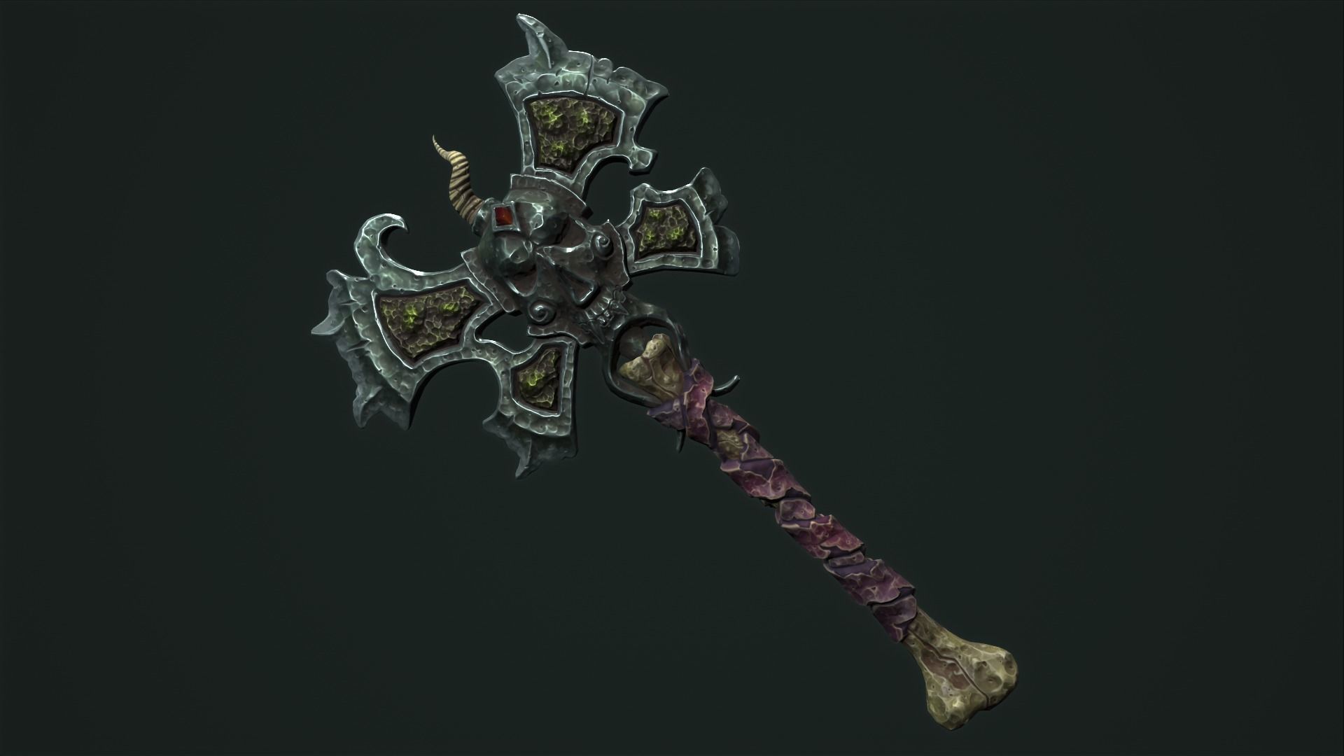 Undead poleaxe Low-poly 3D model_19