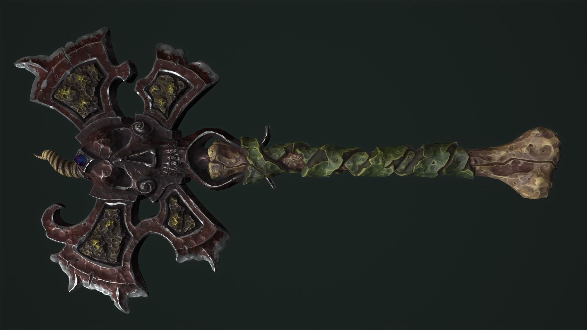 Undead poleaxe Low-poly 3D model_11