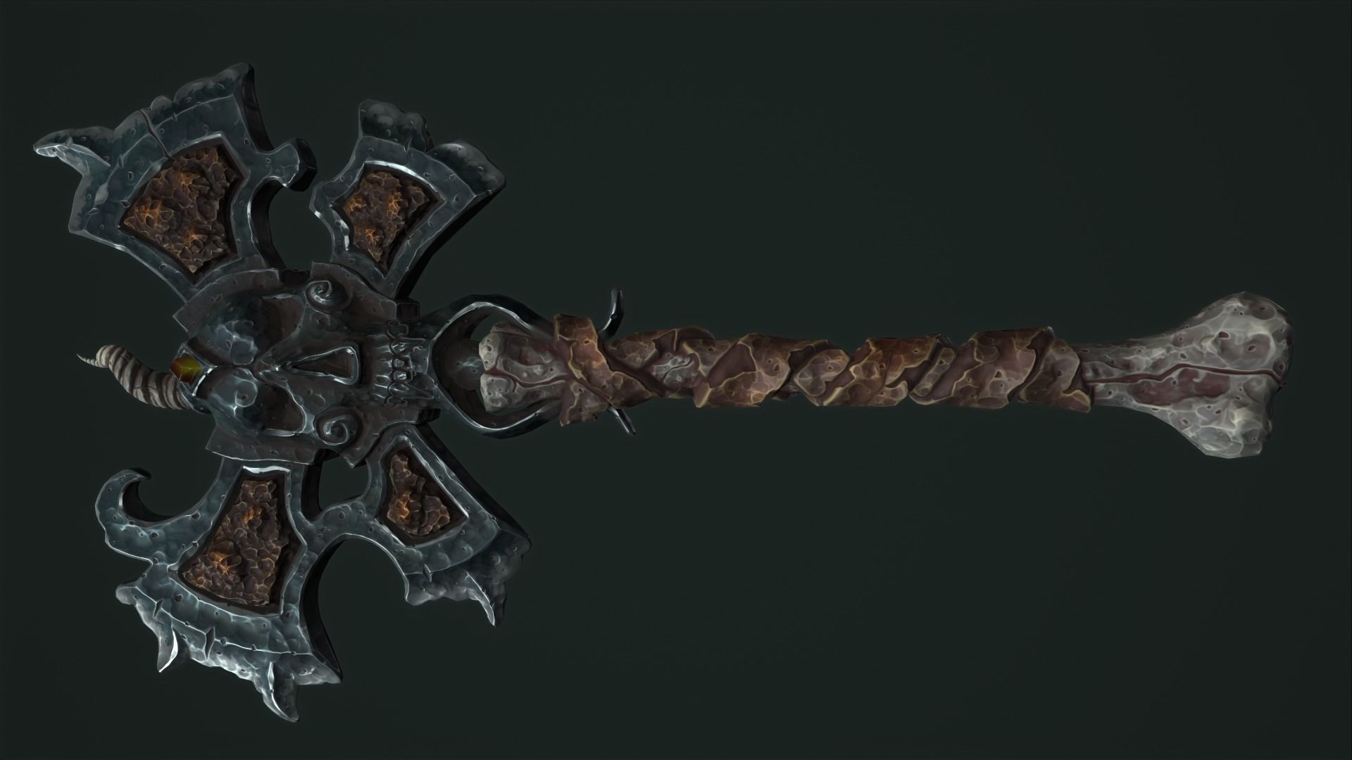 Undead poleaxe Low-poly 3D model_5