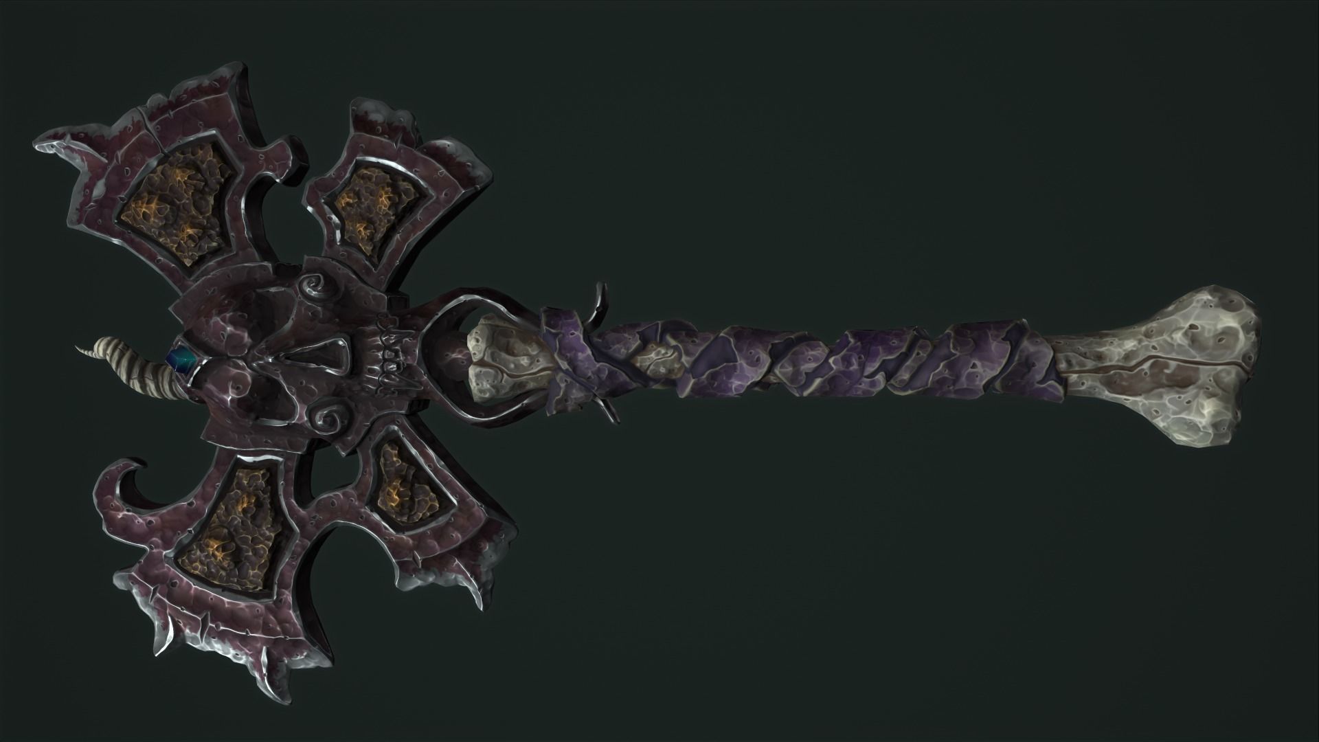 Undead poleaxe Low-poly 3D model_9