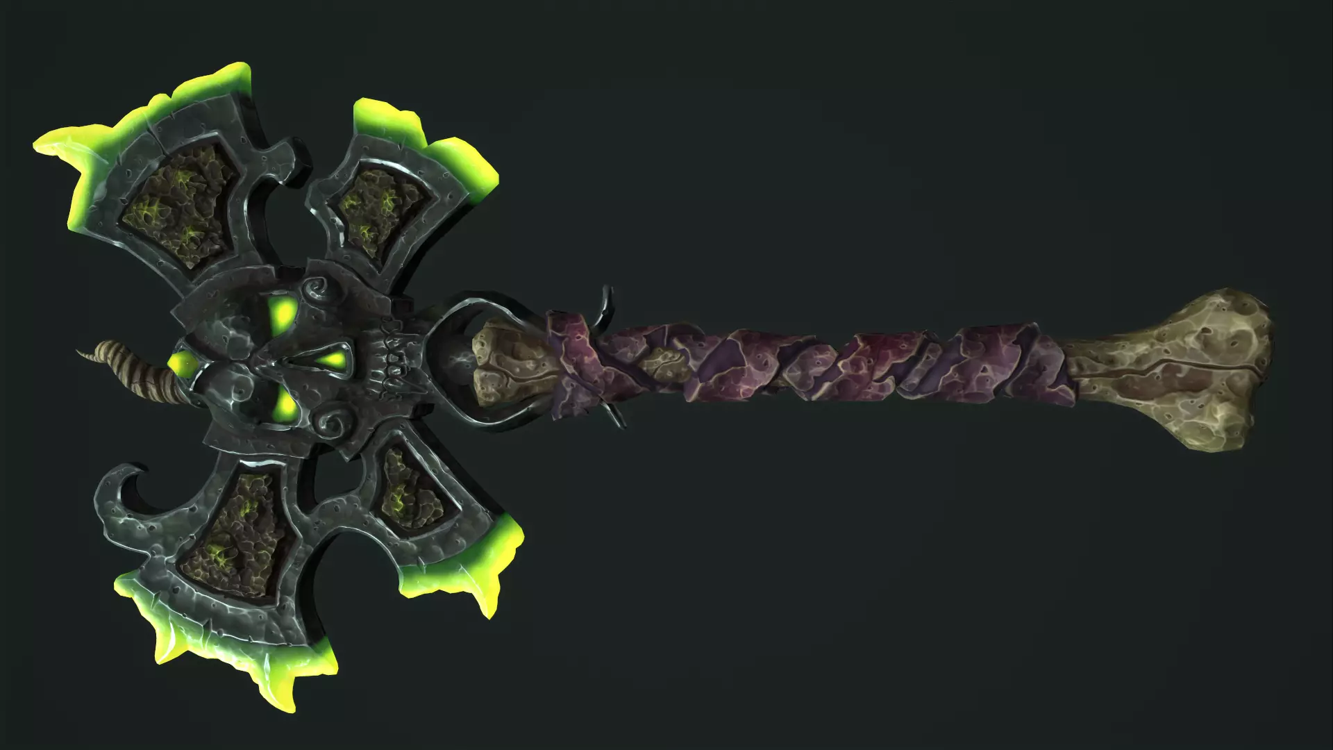 Undead poleaxe Low-poly 3D model_0