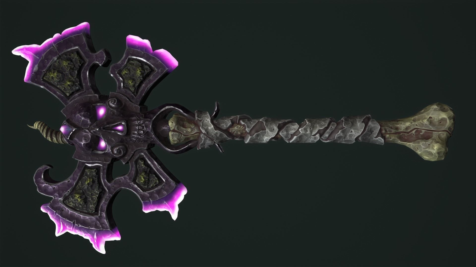 Undead poleaxe Low-poly 3D model_4