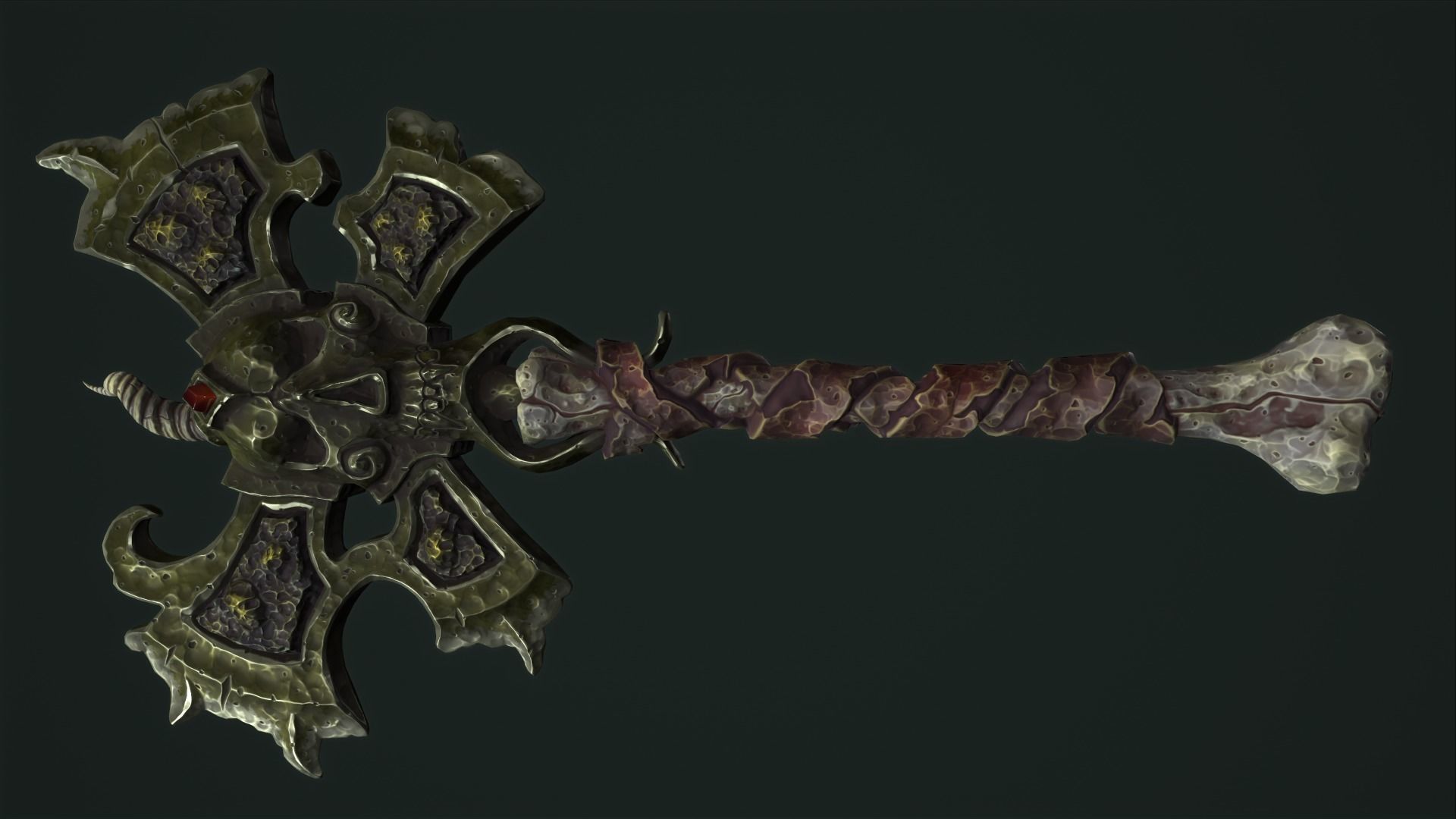 Undead poleaxe Low-poly 3D model_13