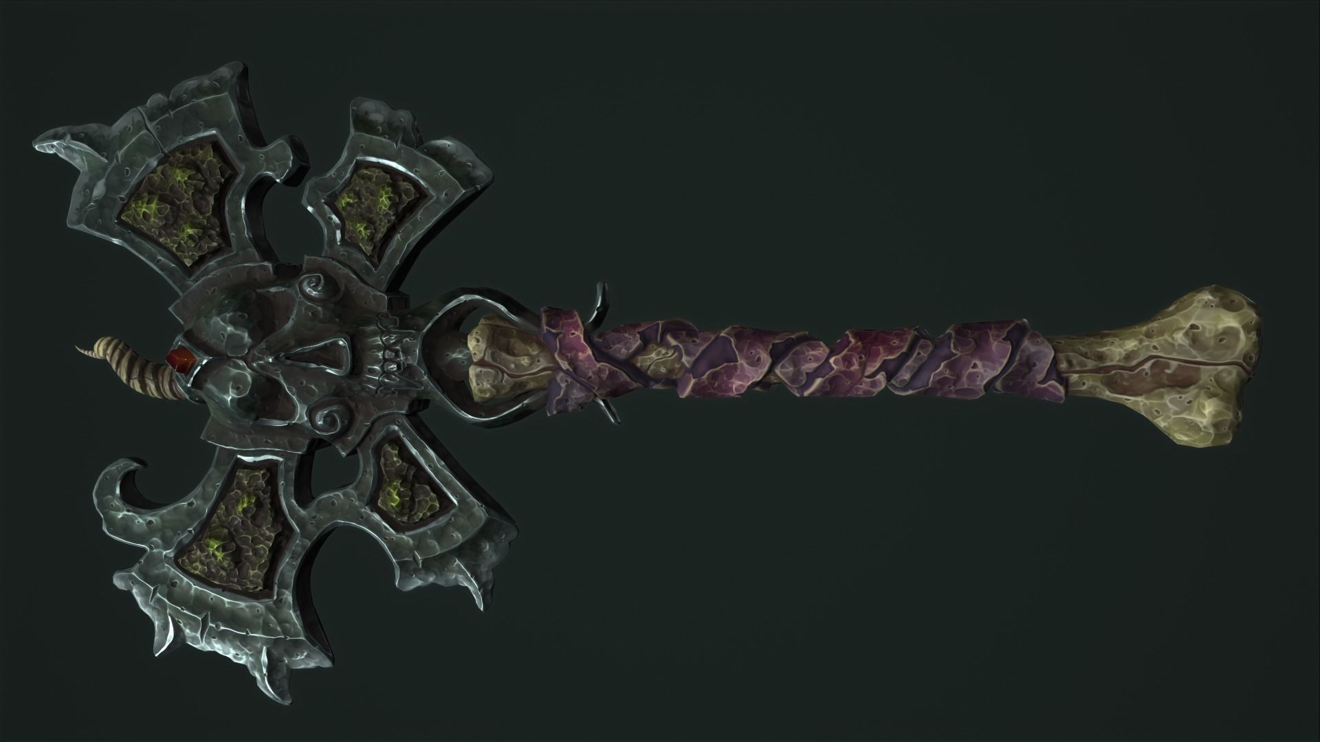 Undead poleaxe Low-poly 3D model_1