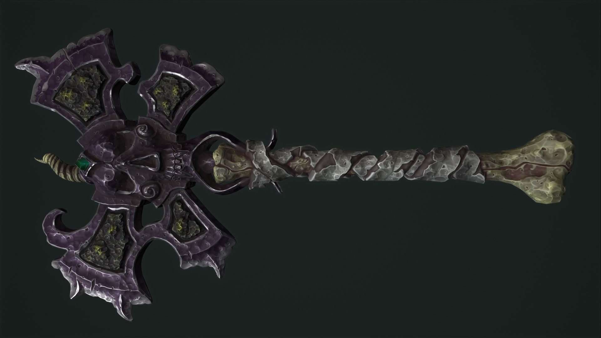 Undead poleaxe Low-poly 3D model_3