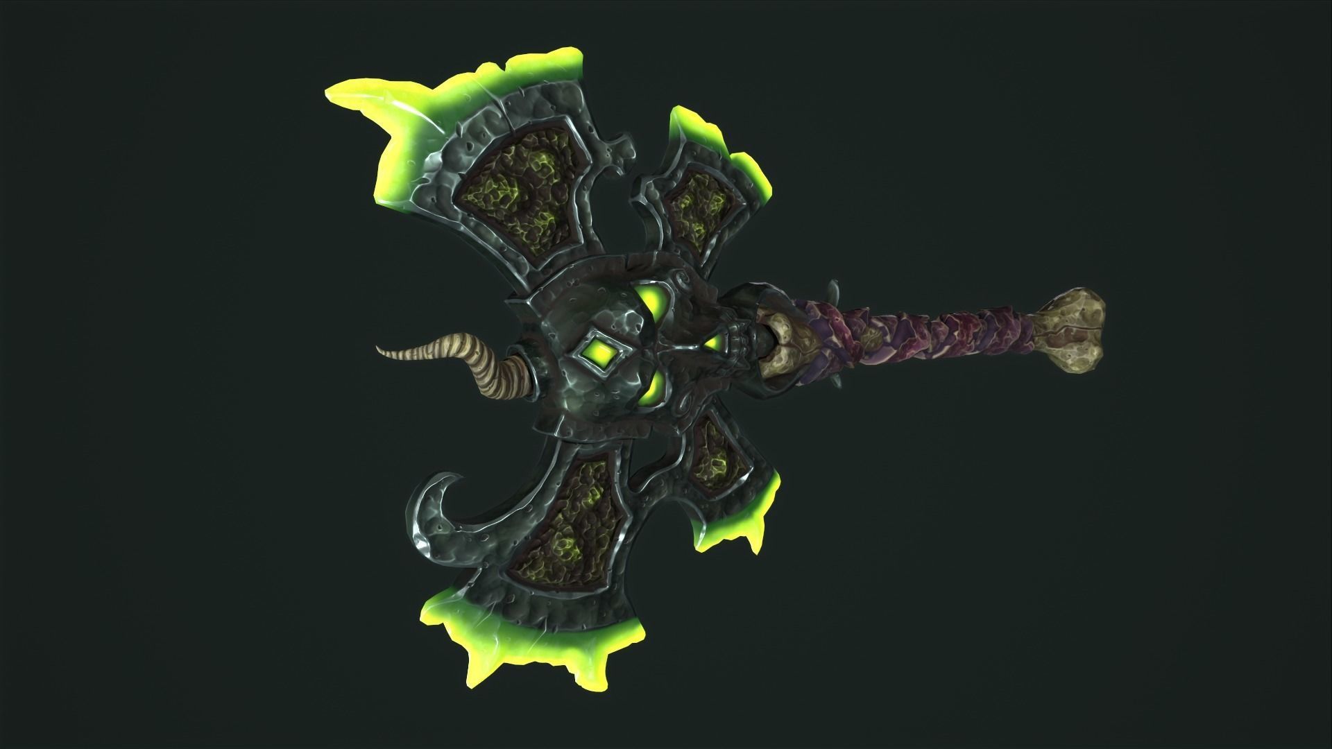 Undead poleaxe Low-poly 3D model_16