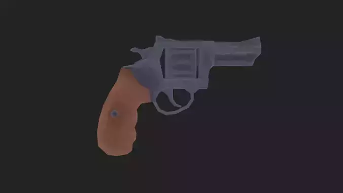 Painterly Short Revolver Low-poly 3D model