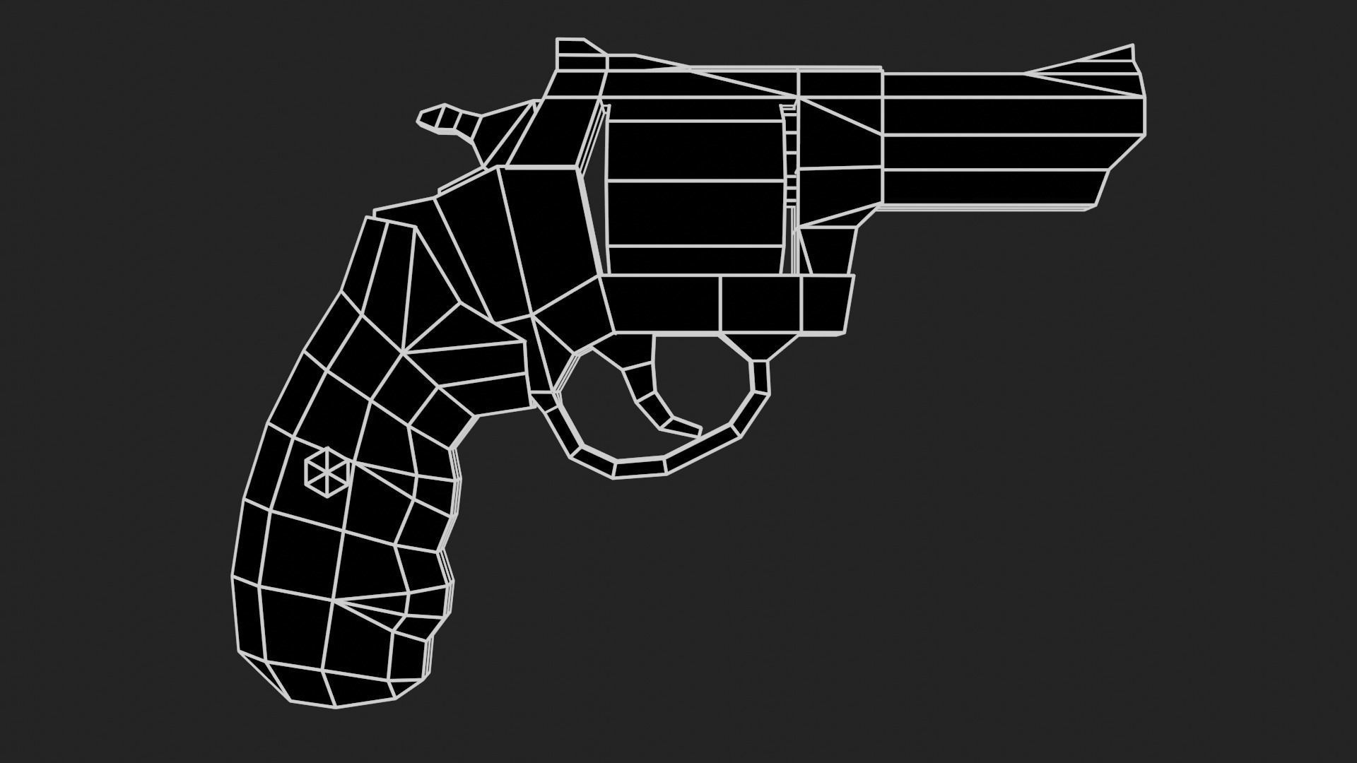 Painterly Short Revolver Low-poly 3D model_5