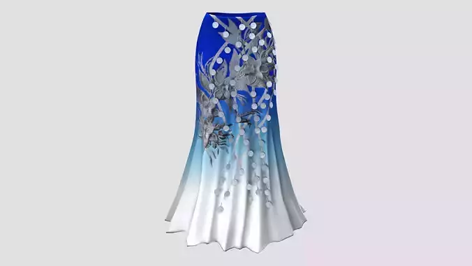 Traditional Asian Peacock Dancing Skirt Low-poly 3D model