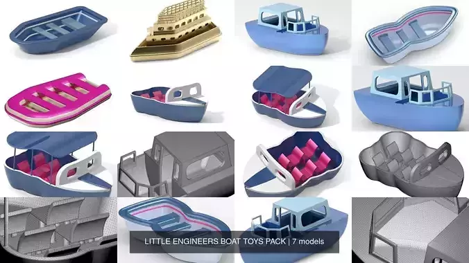LITTLE ENGINEERS BOAT TOYS PACK 3D Model Collection