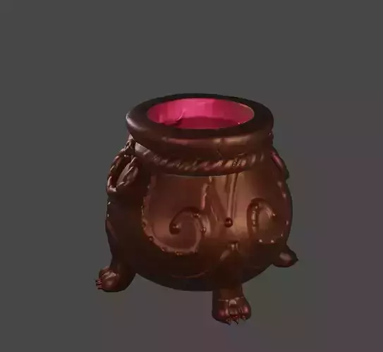 Halloween Witch  decorated with  paws cauldron