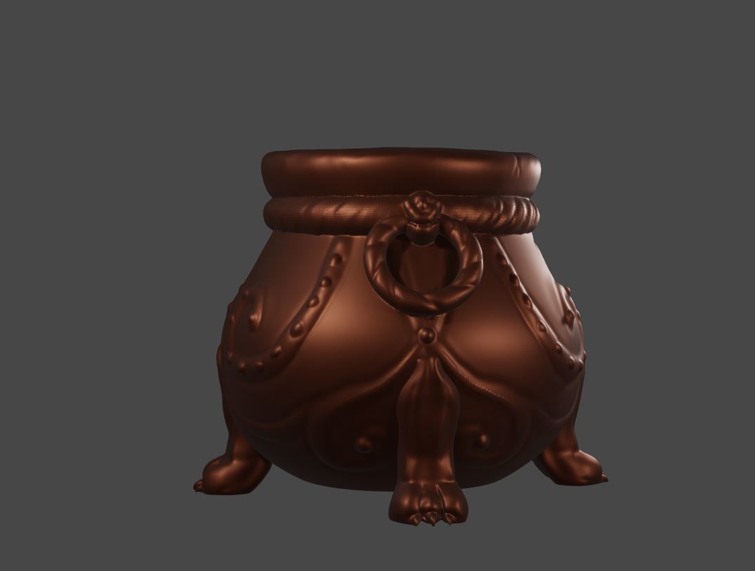 Halloween Witch  decorated with  paws cauldron 3D print model_1