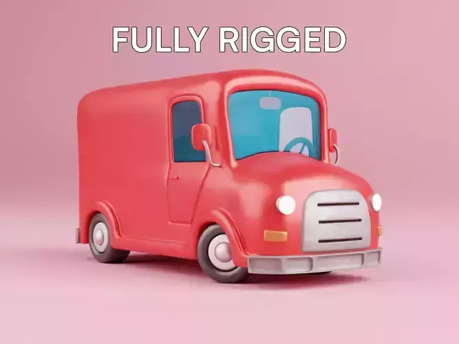 Cartoon 3D Truck rigged 3D model